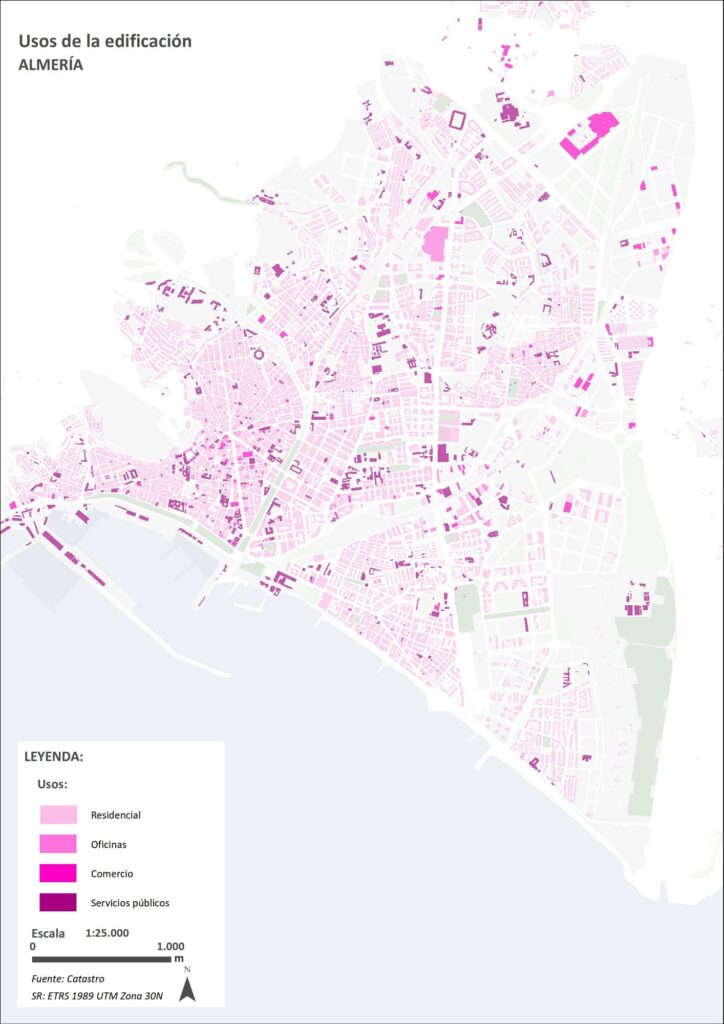 Cartografía base de los usos de la edificación en Almería