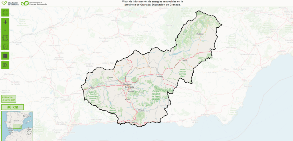Visor de energías renovables en la provincia de Granada
